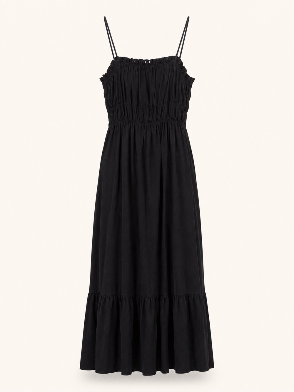 Popular 21 Black Smocked Tiered Maxi Dress Size Small